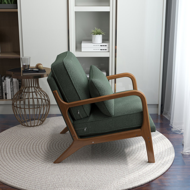 Fauteuil rembourré, Lin vert foncé