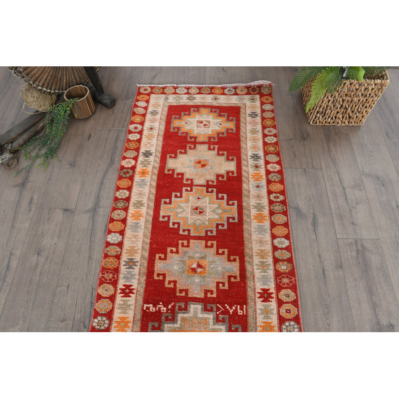 Tapis de couloir en laine rouge Elegant
