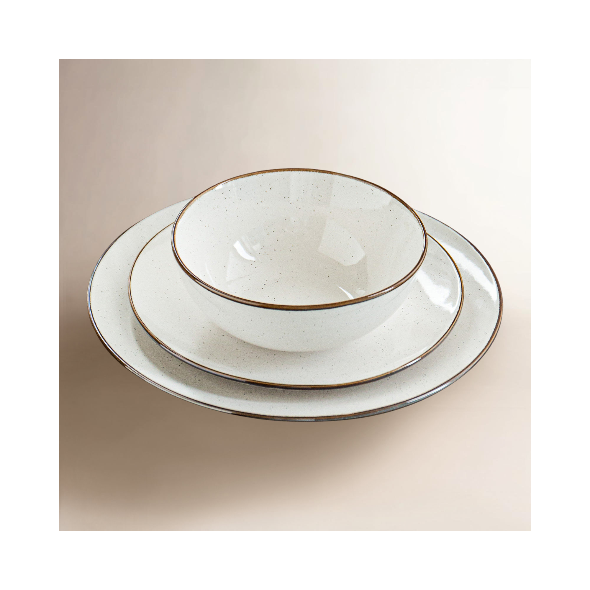  Sesame 12 Piece Stoneware Dinnerware Set, Service for 4, Cream