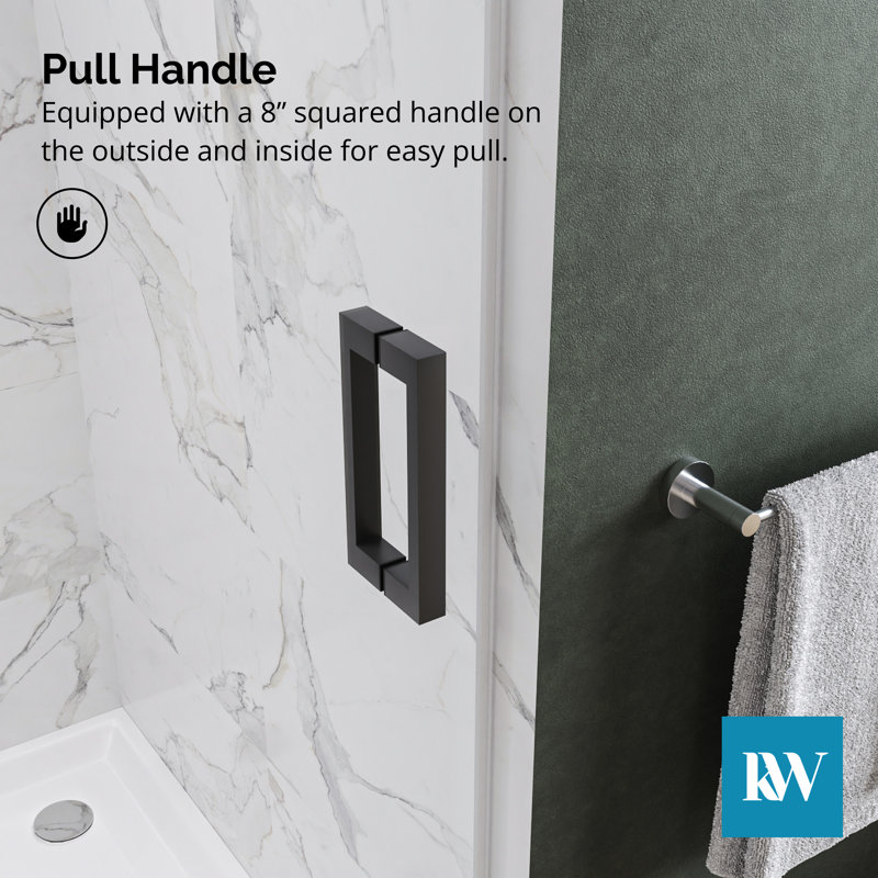 Matte Black Frameless Sliding Shower Door with Clear Glass