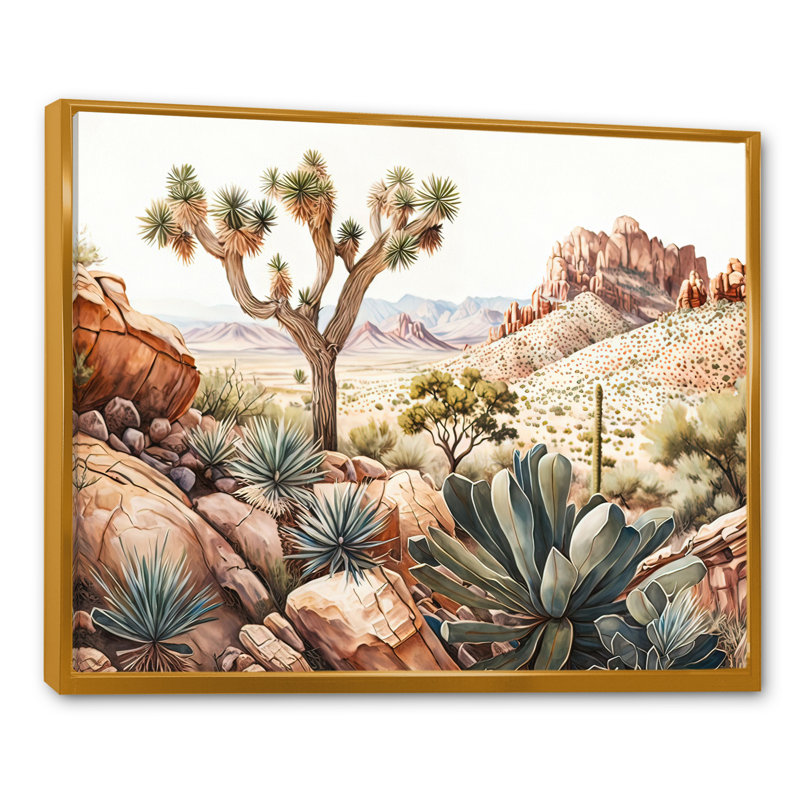 Désert, art mural sur toile, Arizona, H 12 po x l 20 po x P 1 po, Toile avec cadre flottant or