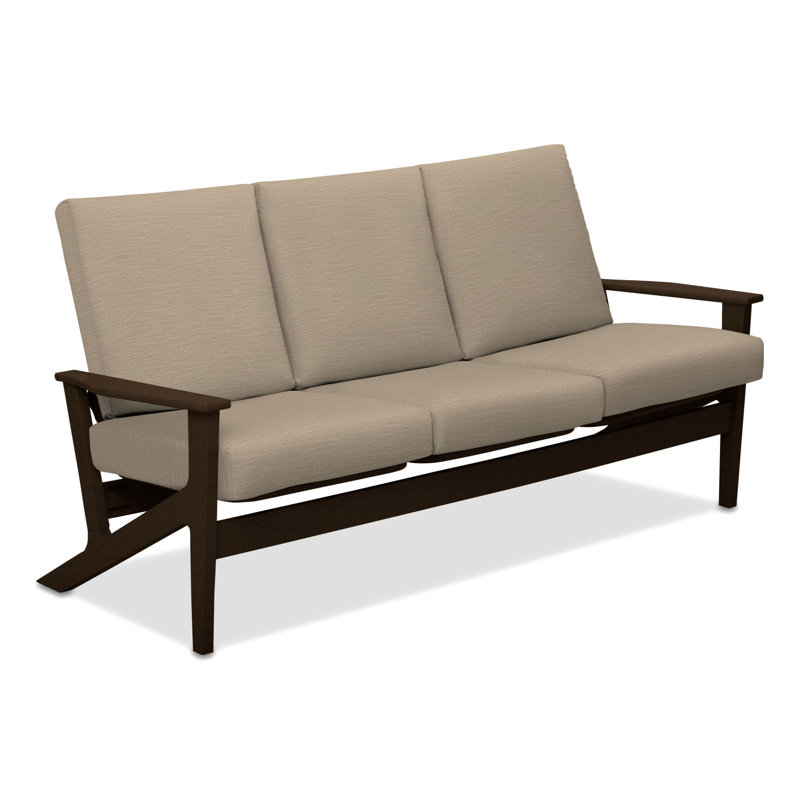 Chrisa 74.5'' Wide Patio Sofa with Cushions, Kona, Huskie