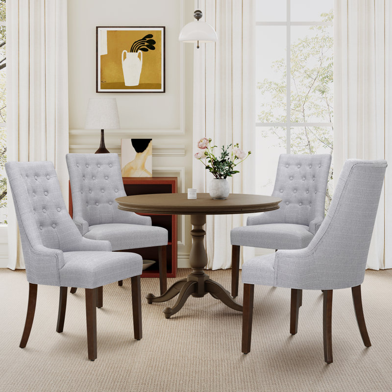51cm H Tufted Fabric Upholstered Side Chair, Light Grey