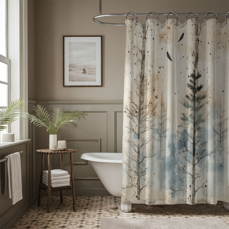 Frosted Trees - Rideau de douche Premium, H 74 po x l 71 po