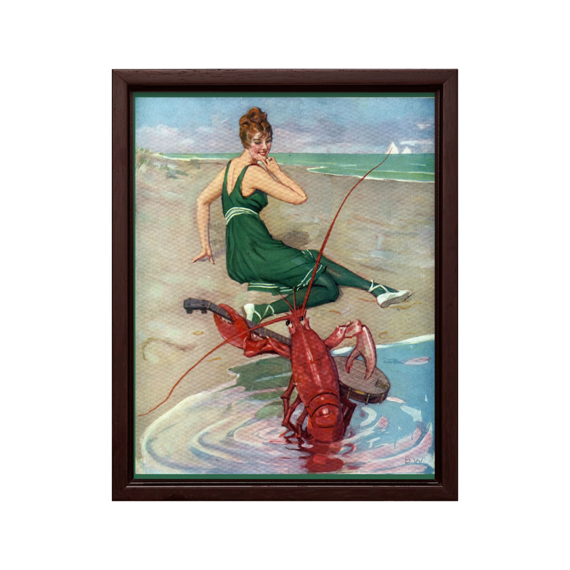 Sérénade au homard, Canevas, H 08 po x l 10 po, Encadrement brun