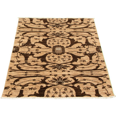 Tapis unique en laine noué à la main brun clair de style nouvel âge de 18 pi 4 pi x 5 pi 10 po pako