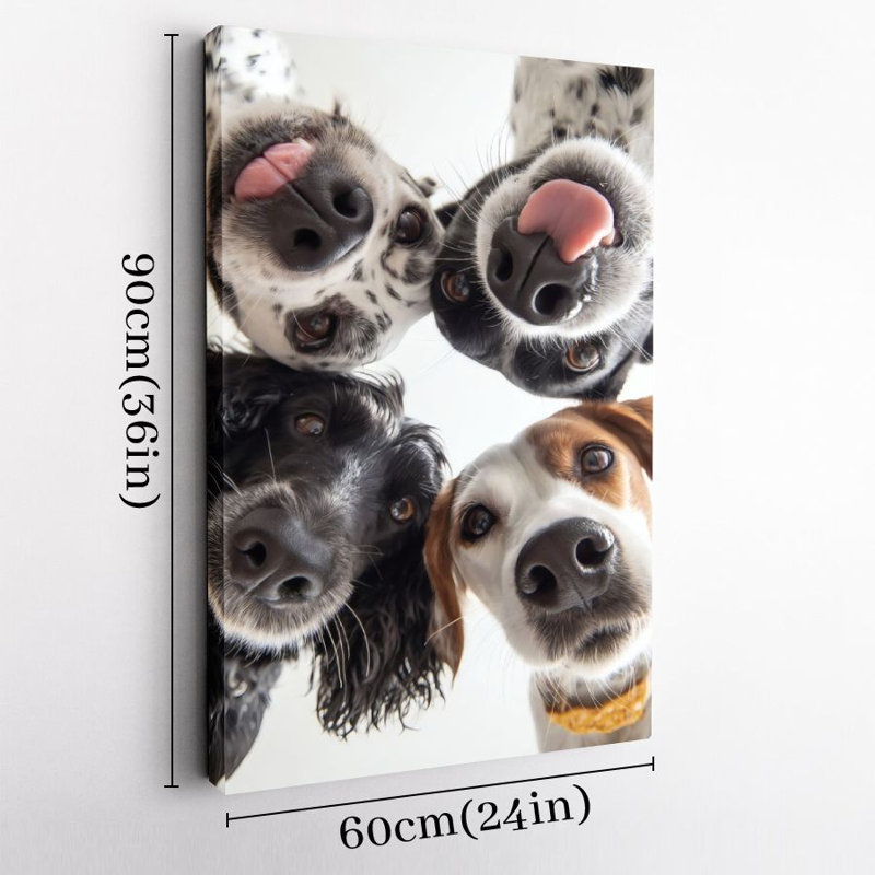 1 pièce, impression sur toile encadrée, quatre chiens, intimité, photographie réaliste, art mural