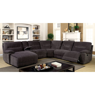 Hollowell 138" Wide Chenille Right Hand Facing Reclining Sectional