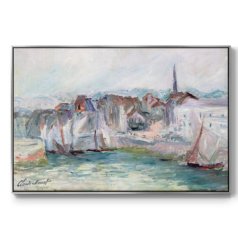 " Boats In The Port Of Honfleur, 1917 ", 27" H x 41" W x 2" D, Silver