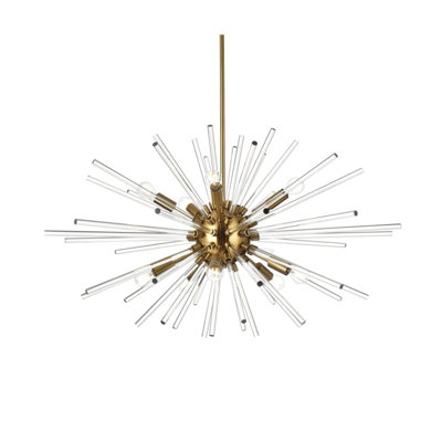 Luminaire suspendu unique à 10 lumières avec accents en cristal Francene