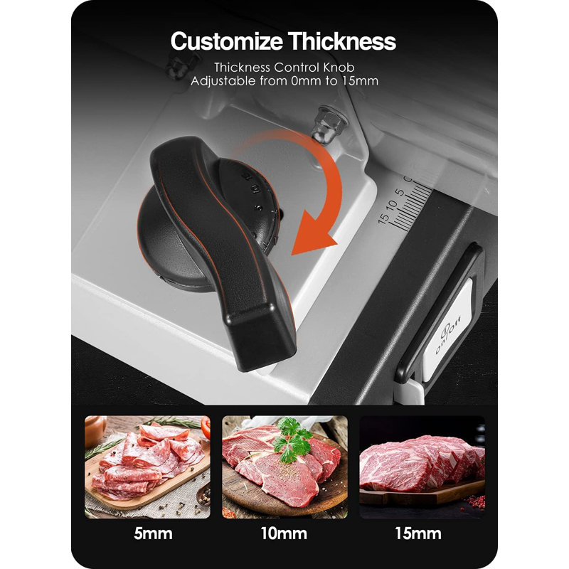 OSTBA Meat Slicer 200W Electric Deli Food Slicer with 2 Removable 7.5" Stainless Steel Blade, Adjustable Thickness for Home Use, Child Lock Protection, Easy to Clean, Cuts Meat, Bread and Cheese