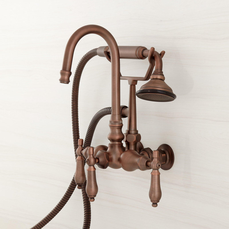 Robinet de baignoire Pasaia avec douchette et raccords muraux de 6 po, Bronze huilé
