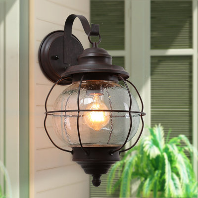 Luminaire de grange d’extérieur 1 ampoule brune 15,74 po h Brasher