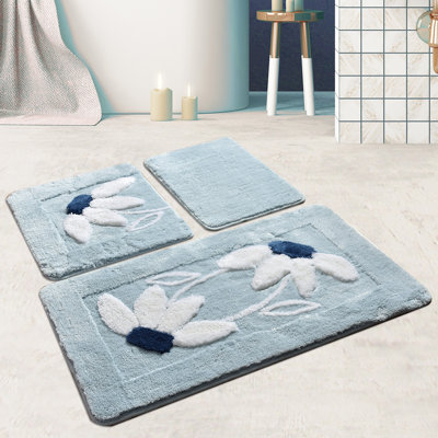 Ensemble de tapis de bain en acrylique de qualité supérieure (3 pièces), antibactérien antidérapant, 15,8 x 23,6 pouces, 19,7 x 23,6 pouces, 23,6 x 39,4 pouces | 100% acrylique, 1,4 lb / pied carré | Lavable à la machine, doux et durable pour la sécurité de la salle de bain