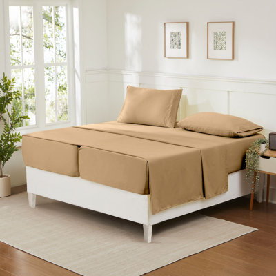 Split & Adjustable King Ultra Soft Double Brushed Microfiber Sheet Sets - Split King, Taupe