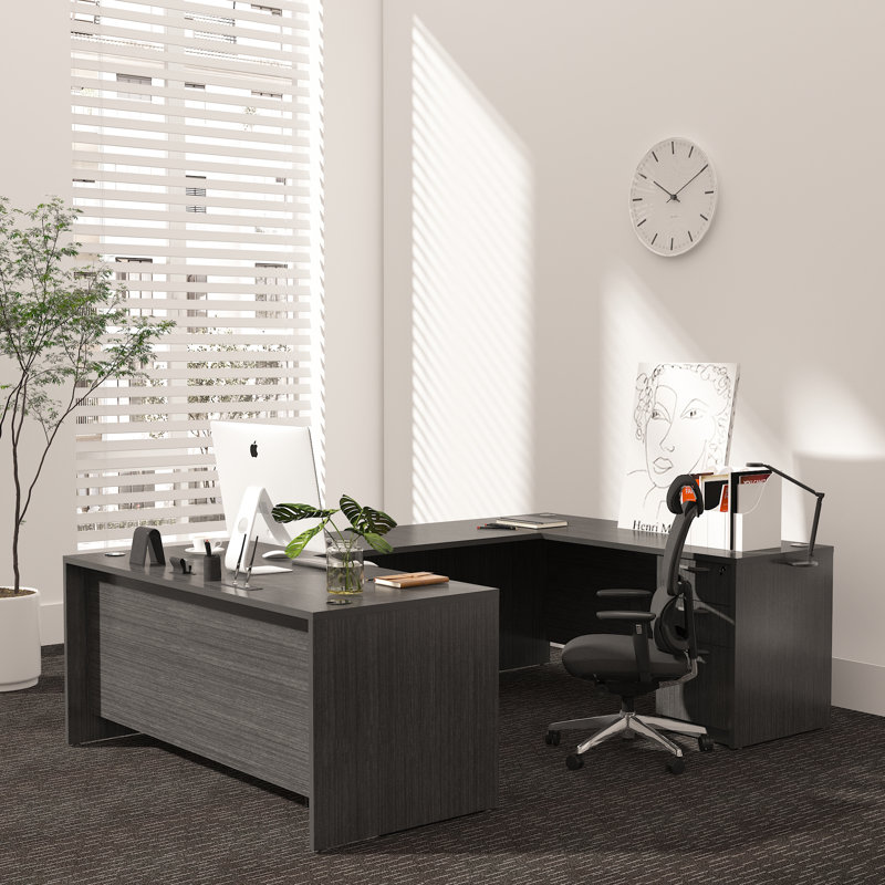 U-Shaped Executive Desk, Gray