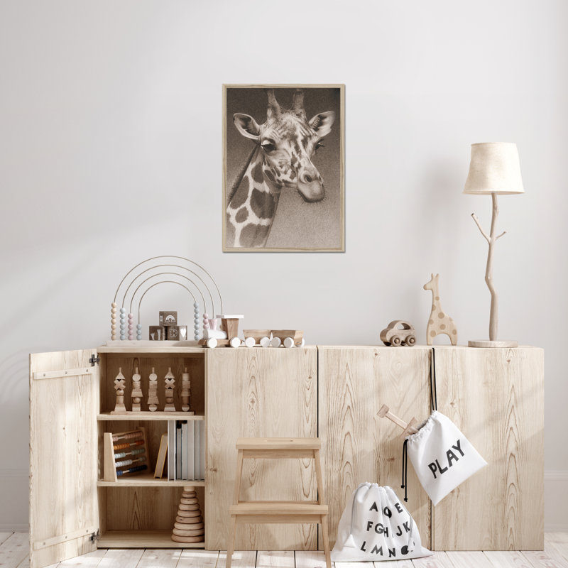 Jean The Giraffe (P) by Robert L. Caldwell, Jr. - Print, 80cm H x 55cm W, Natural Wood Framed Paper Print
