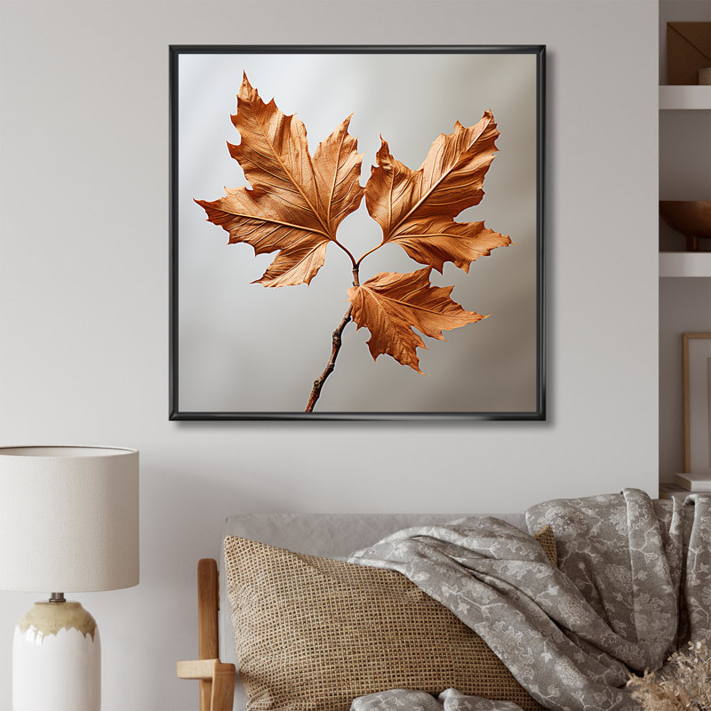 «Copper Leafy Abstractions III», reproduction sur toile, Cadre flottant noir, H 36 po x l 36 po x P 1,5 po