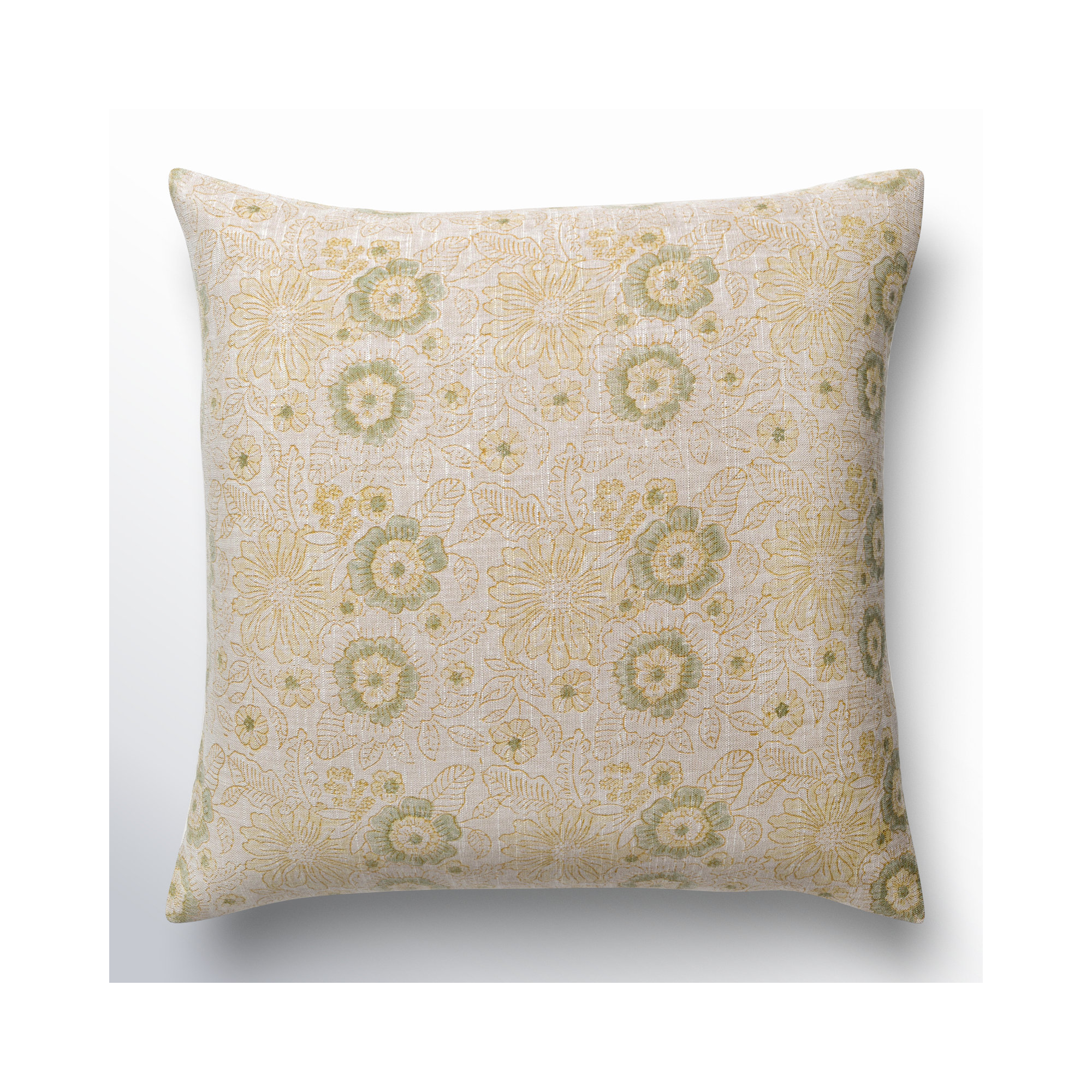Tambra Floral Linen Pillow Cover, 20" x 20", Down