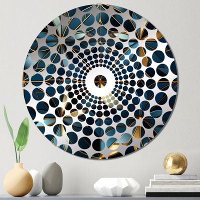 Miroir décoratif bleu géométrique quantique à cercles concentriques