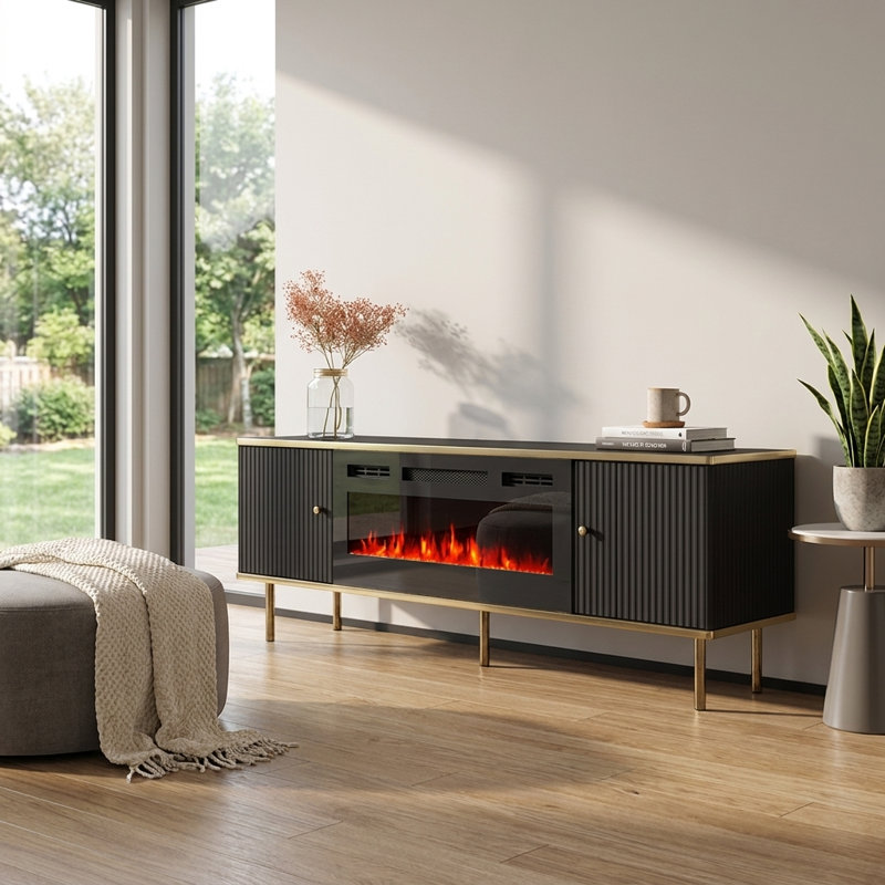Meuble télé 63 po avec foyer électrique Camelia