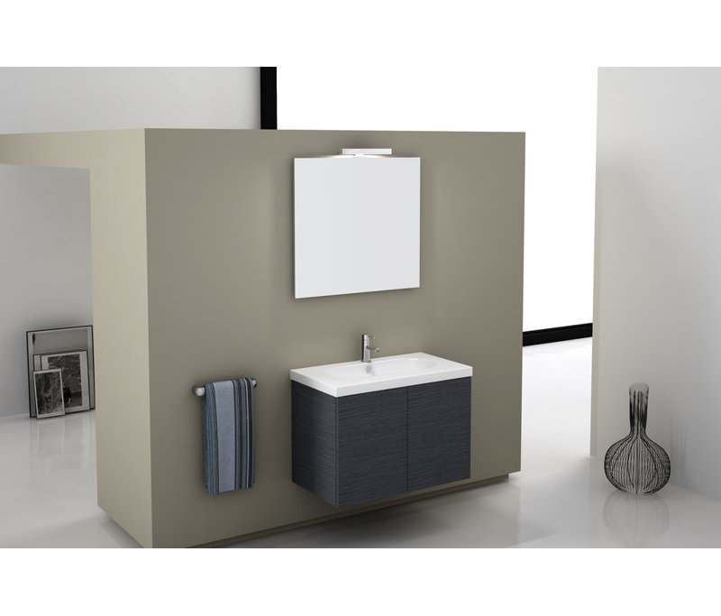 Ensemble de meuble-lavabo mural simple 32 po avec miroir Trendy, Blanc lustré