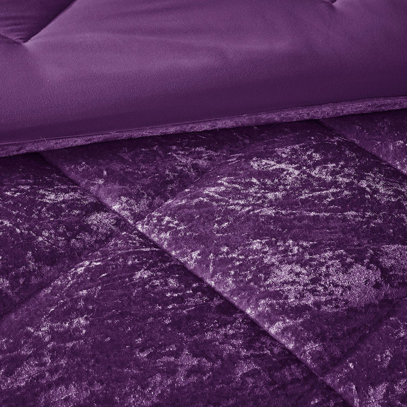 Édredon double / grand en velours mauve - Diamant, comprend taies décoratives et oreiller, décor lavable pour le lit, fer à repasser à la machine