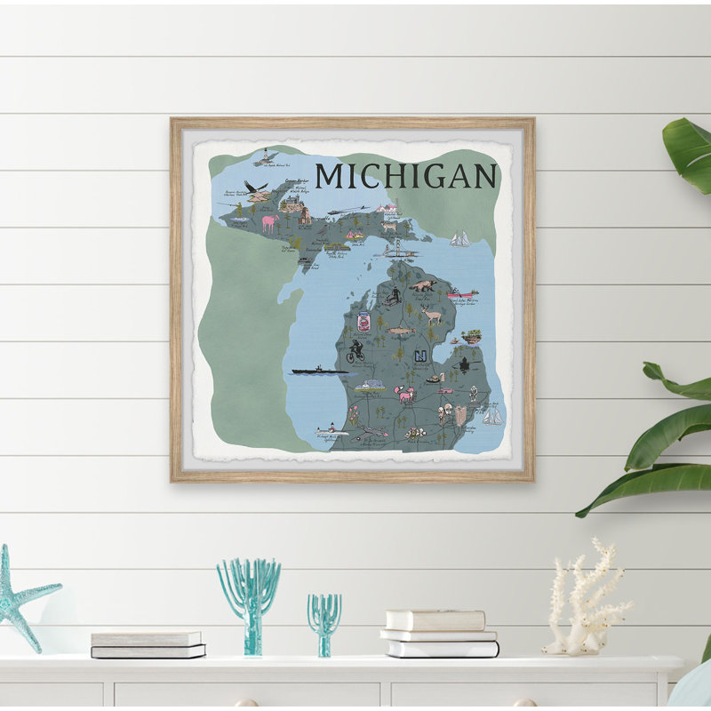 Michigan Michigan Map, H 18 po x l 18 po x 1,5 po