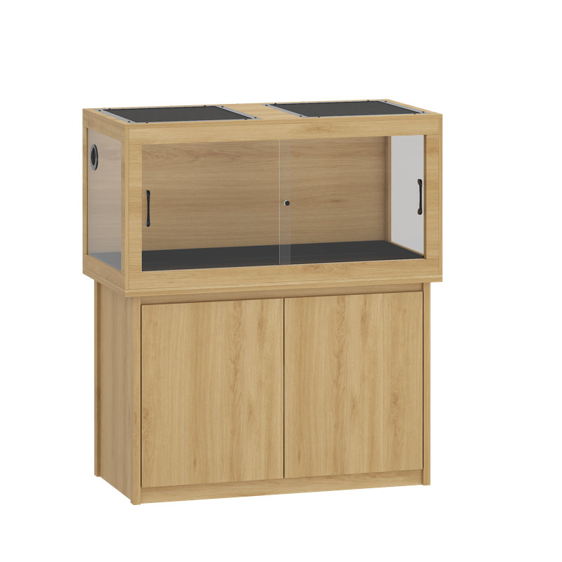 Enceinte en chêne stratifié 47,2 po avec armoire de rangement et portes coulissantes en verre