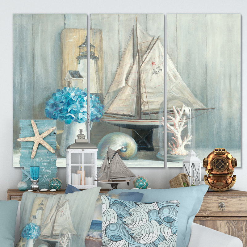 « summer nautique house », reproduction d’image multi-pièces sur toile, H 40 po x l 60 po x P 1 po