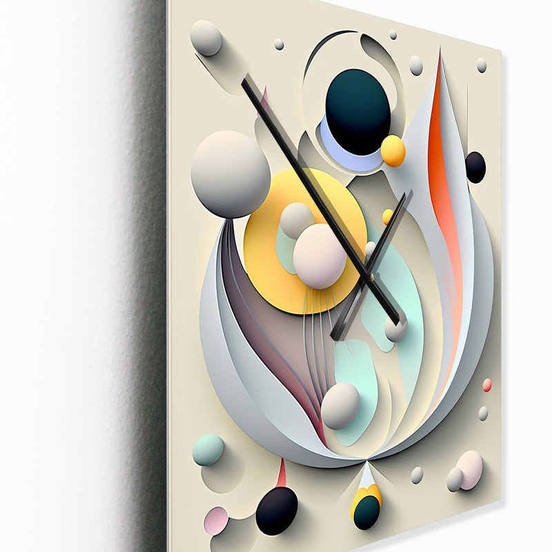 Sceance Ethereal Visions - Horloge murale géométrique moderne surdimensionnée, H 32 po x l 24 po x P 1 po