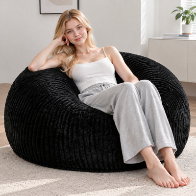 4 ft Oversized Bean Bag Chair with High Resilience Foam, Wide-Wale Corduroy Fabric, Plush Ergonomic Lounge Chair for Living Room, Bedroom & Gaming, Removable Cover, Multiple Colors