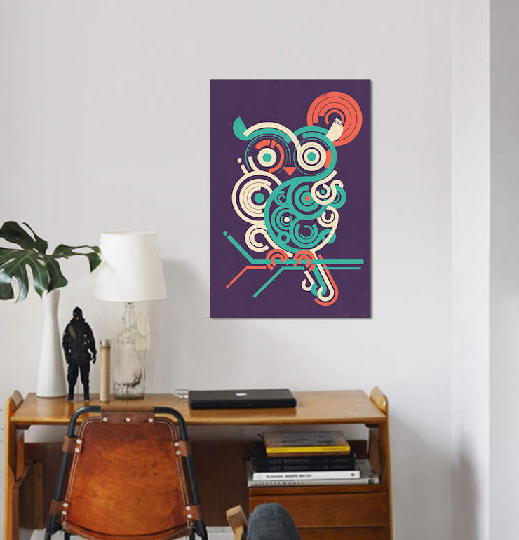 « hibou 2,0 », impression sur toile tendue, H 40 po x l 26 po x P 1,5 po, Toile tendue