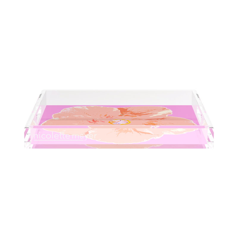 Decorative Tray, 15"W x 15"D x 2"H, Orchid