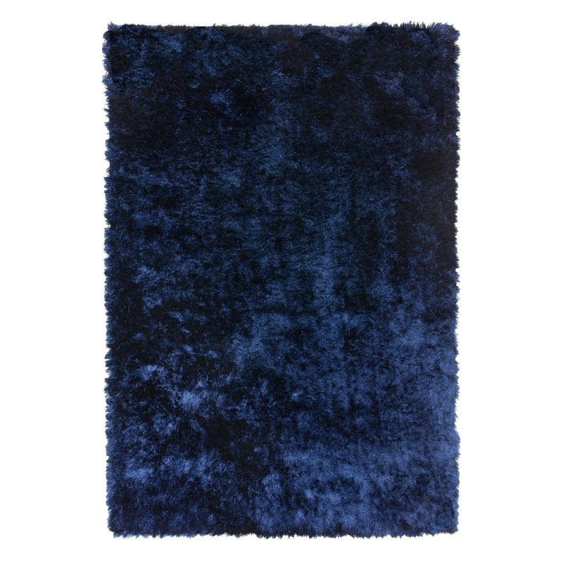 Boswell Silky Shaggy Navy Area Rug, Rectangle 140 x 200cm