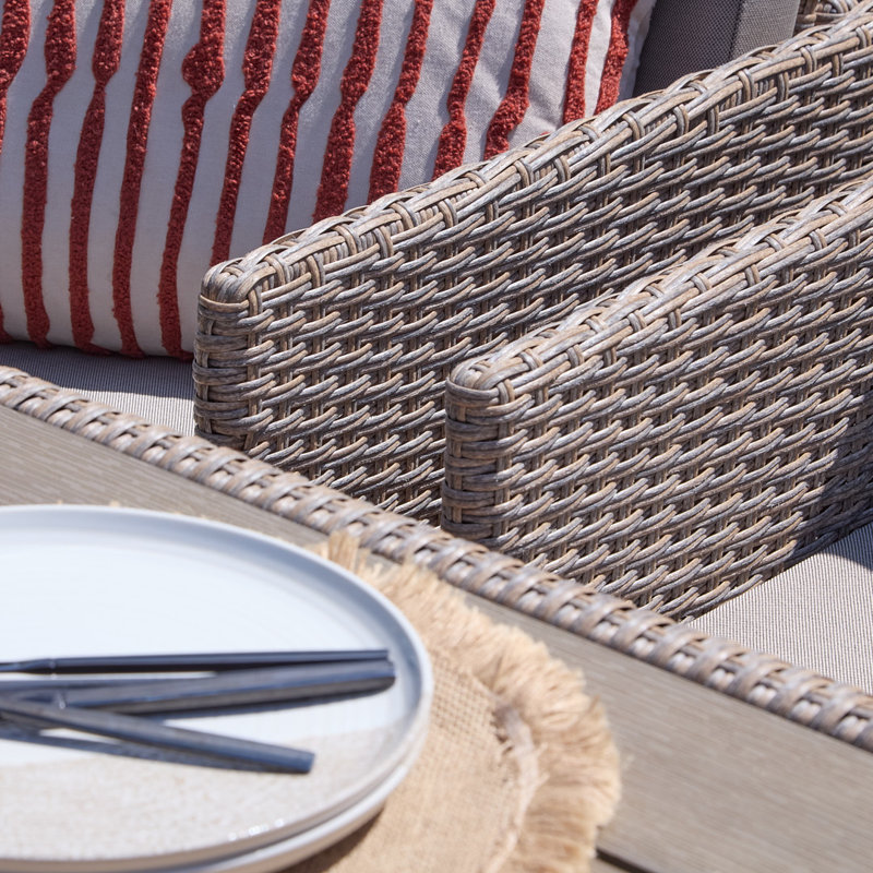 Nellwyn 10 Seater Rattan Cube Outdoor Dining Set - Weave Polywood Top, Grey