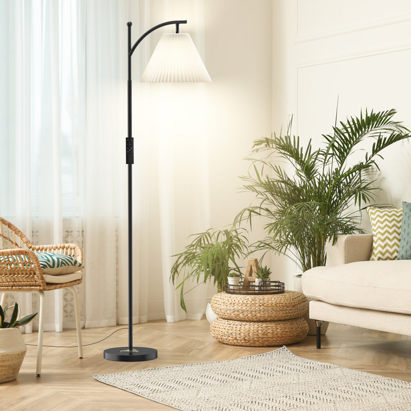 Lampe sur pied à intensité variable 62 po Perryman, lampe sur pied à arc avec 1000 lumières DEL Edison incluse, lampe à mât haut plissé moderne pour le salon, la chambre à coucher et le bureau