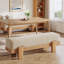 Linen Blend Upholstered Bench-1985124093