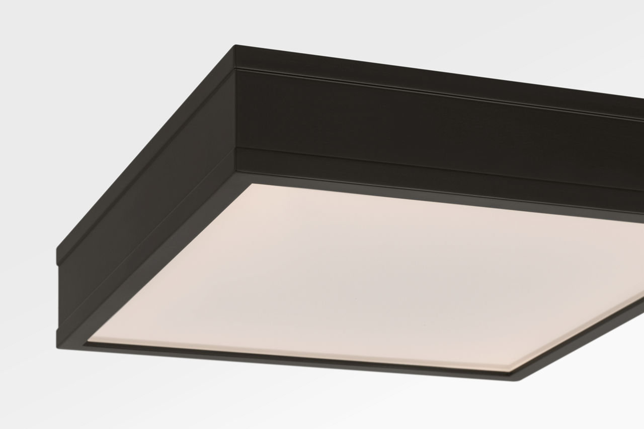 Radcliff Single Light Flush Mount, Aged Iron, 4" H x 12" W x 12" D