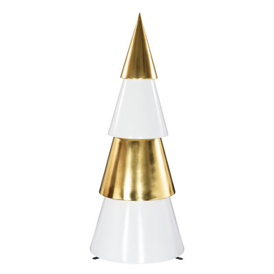Christmas Tree, Quadro, White And Gold Leaf