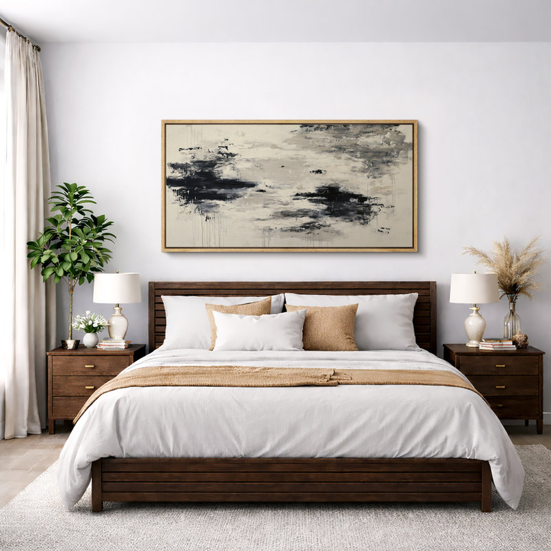 Impression sur toile encadrée noire et blanche, H 30 po x l 60 po, Naturel