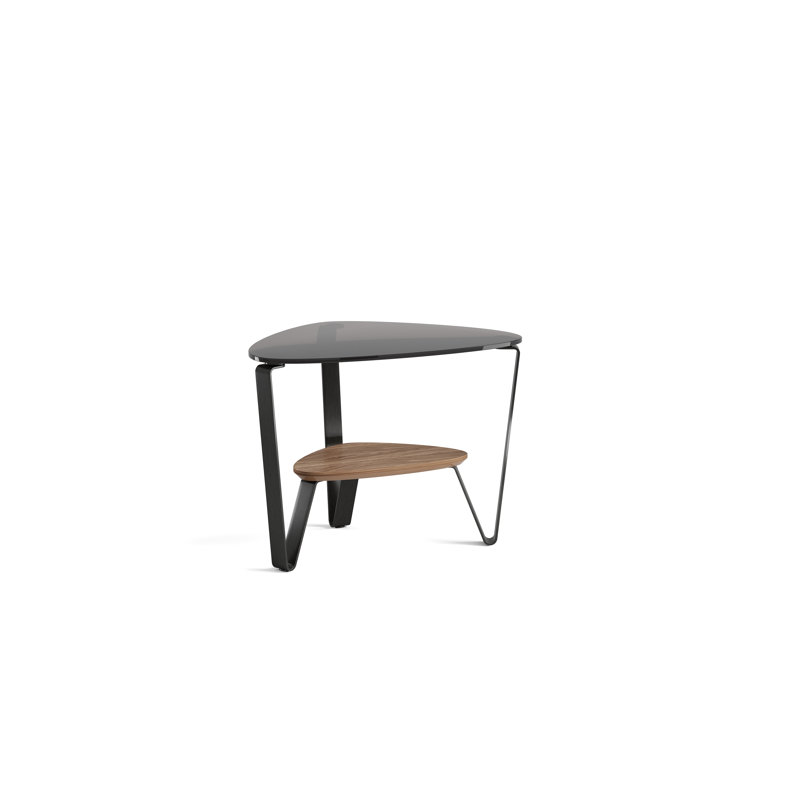 Dino Glass End Table, Natural Walnut