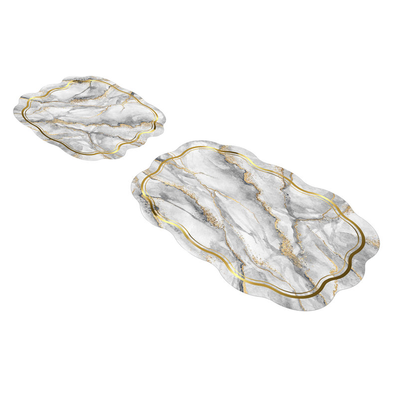 Ensemble de tapis de bain doux et absorbant (2 pièces), gris | 100% polyester, hauteur de velours de 0,4 po | Dessous antidérapant, antibactérien, lavable à la machine | 19,7 po x 23,6 po et 23,6 po x 39,4 po | Parfait pour la décoration de salle de 