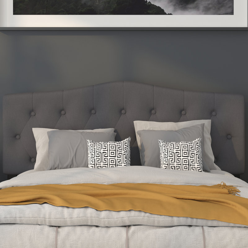Ciriaca Arched Button Tufted Upholstered Headboard, Dark Gray, Queen