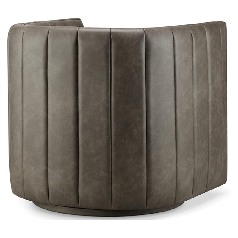 Fauteuil demi-tonneau pivotant de 31,1 po Anniya, Similicuir étain