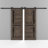 Sturdy Double Barn Door with Frosted Glass Veregio 7588 Cognac Oak 13FT Rail Hangers Heavy Set Solid Panel Interior Doors-36" x 84" (2* 18x84)-Black Rail-87389017