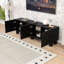 Meuble télé avec 4 armoires, tablettes réglables, trous pour câbles et pieds cylindriques-1659260389