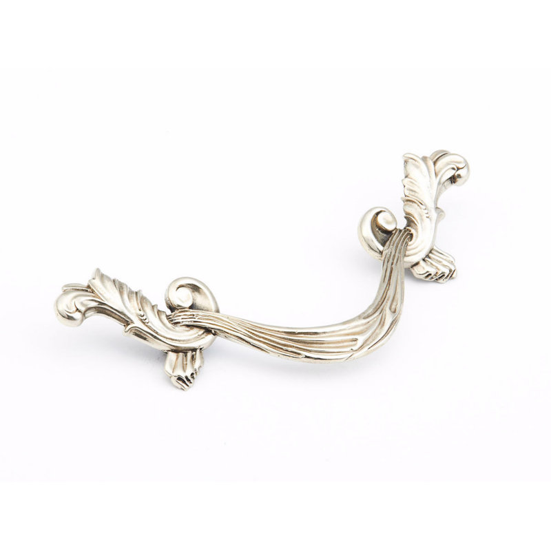 French Court Drop Handle, White Brass