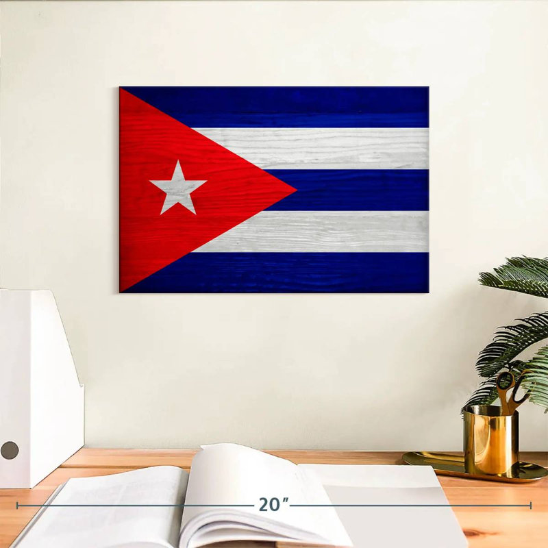 Borges Wood Cuba Flag, 8" H x 12" W