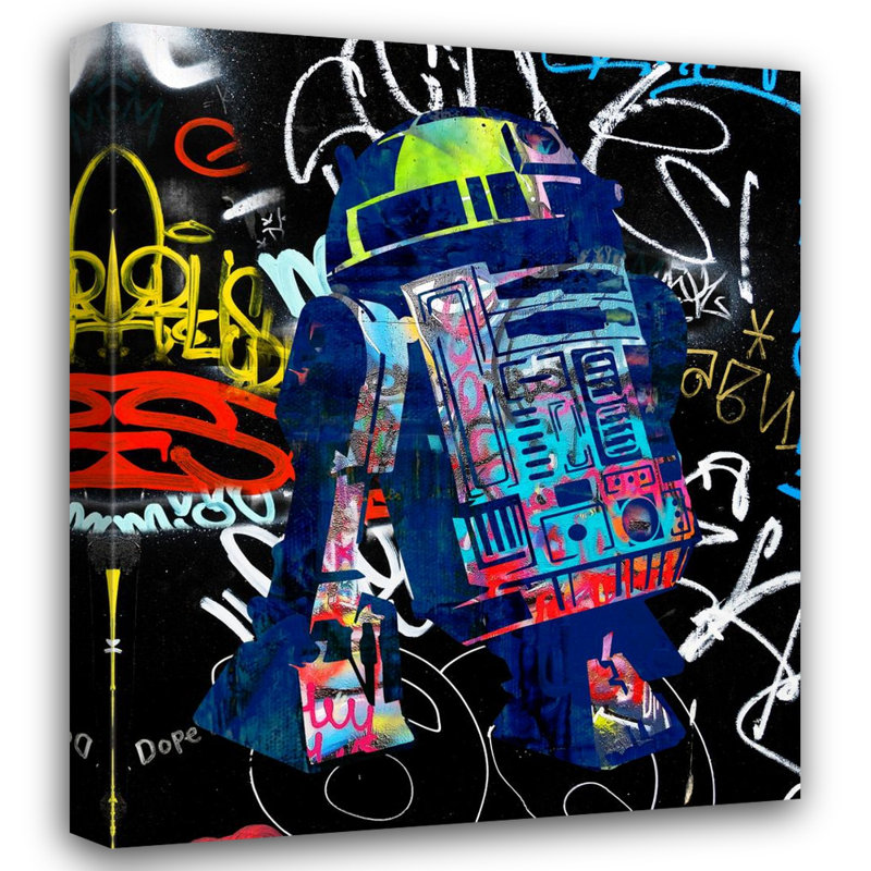 «R2D2 Graffiti» par Stephen Chambers, impression sur toile tendue, L 32 po x H 36 po
